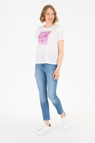 U.S. Polo Assn. Kadın Ekru Bisiklet Yaka Tişört 50265366-VR019