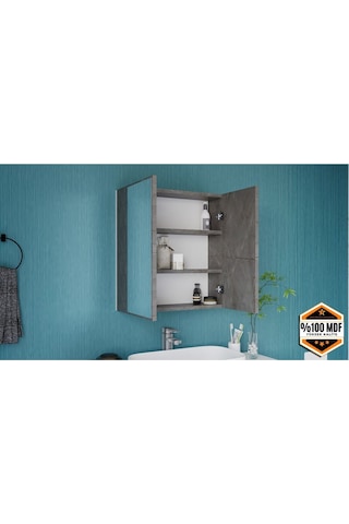 Fm01 2 Kapaklı Aynalı Banyo Dolabı Çok Amaçlı Banyo Dolabı Gri