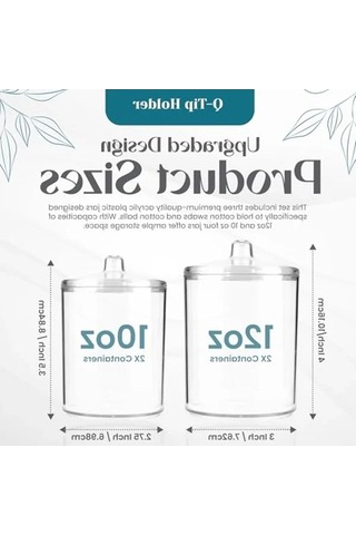 Kapaklı Şeffaf Plastik Qtip Tutucu: 4'lü Set İle Banyo Ve Makyaj Düzenleyici 100