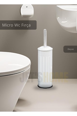 Jet's Home Paslanmaz Tuvalet Fırçası Mikro Wc Klozet Fırçası Beyaz Beyaz