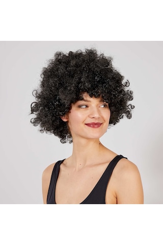 Siyah Renk Kıvırcık Afro Bonus Peruk Çok Renkli