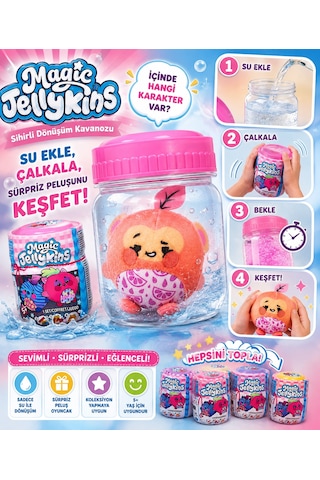 Magic Jellykins Sihirli Dönüşüm Kavanozu Su İle Sürpriz Peluş Oyuncak, Çalkala Ve Keşfet