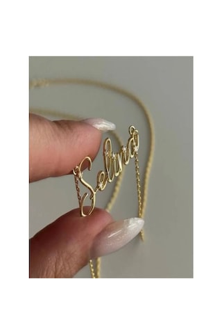 Kadın Gümüş Kolye - Taşlı Trend İsim Kişiye Özel Işıklı Kutuda Sevgiliye Eşe Anneye Altın