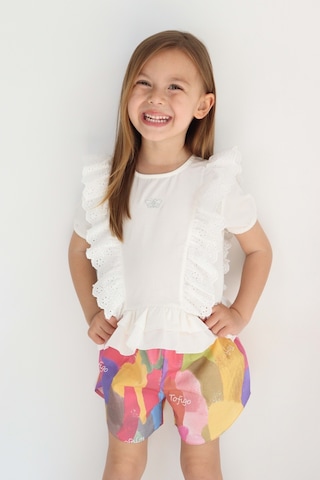 Fistolu Kelebek Motif Şortlu Pamuk Dokuma Kız Çocuk Takım Tf7352 001