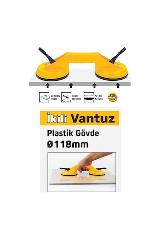 Sgs945 - 90 Kg İkili Plastik Gövde Cam Seramik Fayans Ahşap Tutma Taşıma Vantuzu 12cm + 12cm