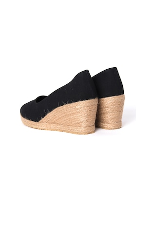 Star Tombis Siyah Keten Espadril Dolgu Topuk