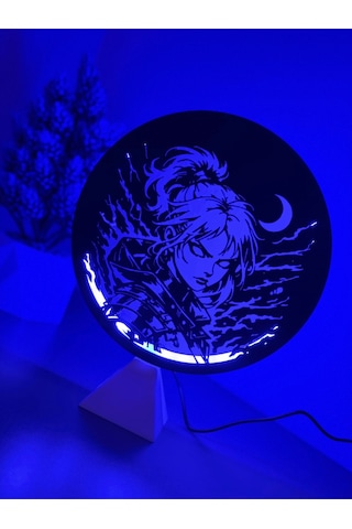 Valorant Jett Ajan Halka Led Işıklı Masa Gece Lambası Gamer Oyun Odası Dekor Hediye Adaptör Dahil Mavi Işık