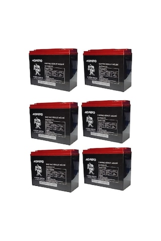 Monero 12v-20 Amper Dik E-bıke Akü 6'lü Paket 24 Amper Ebatlarında Ebatlar: 180 X 78 X 170mm