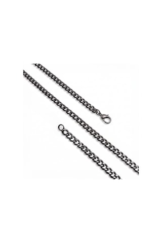 Premium Parlak Ve Şık Mariner Zincir Erkek 316l Çelik Kolye 6x2mm 55cm 3183eck043 - Siyah Renk