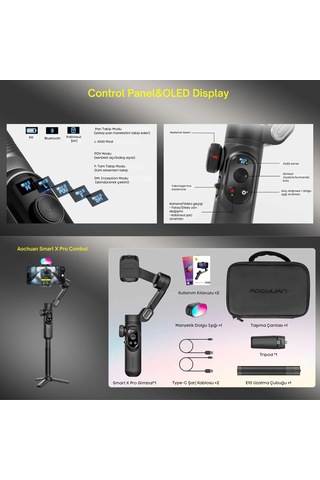 Shopytech Smart X Pro Combo 3 Eksen Akıllı Telefon Gimbal Stabilizer İos & Android