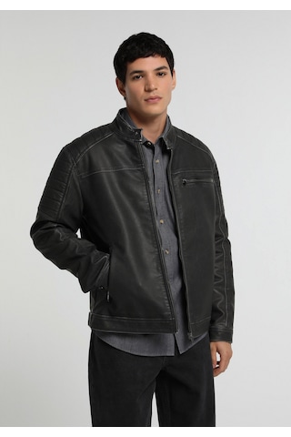 Colin's Colins Slim Fit Dik Yaka Fermuarlı Astarlı Erkek Siyah Mont Pu Cl1082070 Q1.v1 Blk
