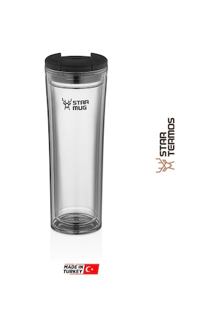 Star Termos Star Mug 450 Ml Şeffaf Seri Piknik Kamp Outdoor Ofis Otel Kafe Okul Kampüs Şeffaf