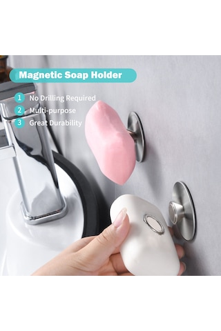 Leezsing Duvara Monte Manyetik Sabunluk Paslanmaz Çelik Tutucu Banyo Mutfak Depolama Odası İçin Delme Gerektirmez Diğer