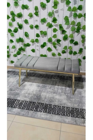 Özcan Metal Gold Metal Ayaklı Metal Kasalı Bench Mutfak Salon Antre Yatak Odası Balkon Puf Bank Antrasit