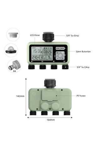 4 Çıkışlı Elektronik Otomatik Sulama Zamanlayıcı