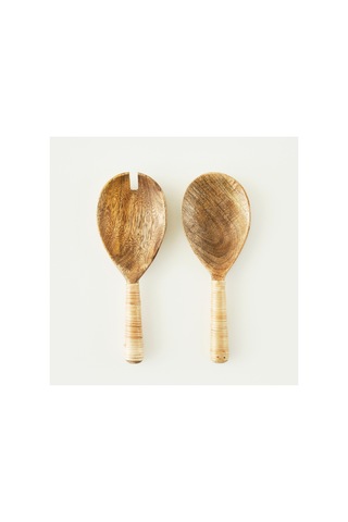 Bella Maison Varna Salata Servis Seti Naturel 22x8 Cm Kahverengi