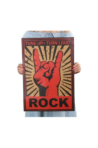 Rock And Roll Tune Up Turn Loud Retro Poster Af025