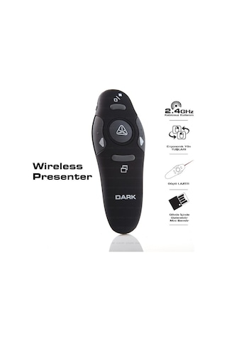 Dark 2.4Ghz Rf Kablosuz Sunum Kumandası Kırmızı Lazerli Presenter