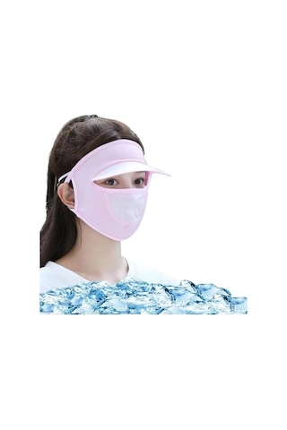 Primepickings Açık Güneş Koruyucu Yüz Maskesi - Tam Yüz Buz Ipek Nefesli - Mavi Ve Pembe Renkler - Yurt Dışı Satış Altın