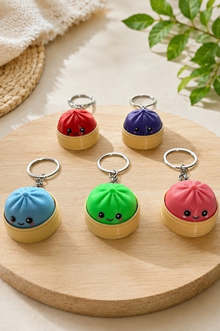 3d Baskı Clicker Çin Mantısı Anahtarlık 2 Adet Kawaii Dumpling Fidget Anahtarlık Anti Stres Sü