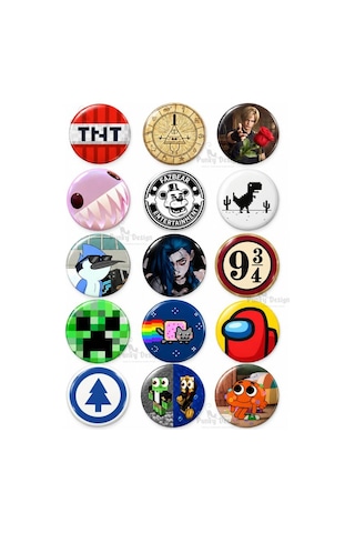 Punky Design Trend 24 Oyun Ve Çizgi Film Temalı 15 Li İğneli Rozet Seti 44 Mm Yaka İğnesi Çok Renkli Punky Design Trend 24 Oyun Ve Çizgi Film Temalı 15 Li İğneli Rozet Seti 44 Mm Yaka İğnesi Çok Renkli