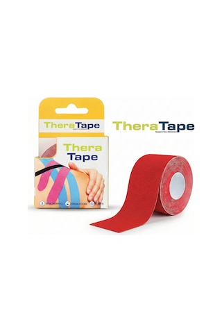 Thera Tape Kinesio Sporcu  Bandı Yüz & Vücut Uyumlu Kinezyo Bant Kırmızı 5 CM x 5 M