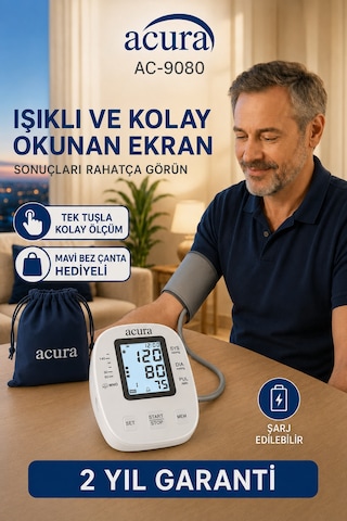 Acura Ac-9080 Şarjl Edilebilir Koldan Tansiyon Aleti