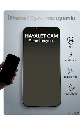 Iphone 15 Pro Max Uyumlu Ekran Koruyucu Hayalet Cam