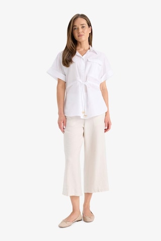 Defacto Regular Fit Bağcıklı Flamlı Pamuk Kısa Kollu Gömlek F3416ax25hswt79 Beyaz
