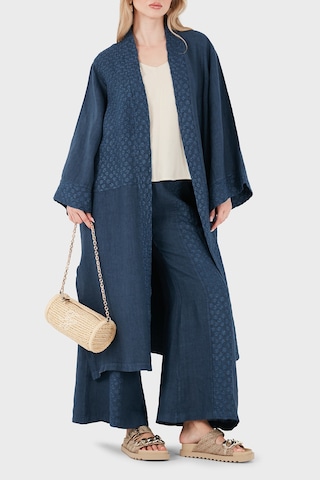Via Dante % 100 Keten Brode İşlemeli Kimono Bayan Kimono 69912196 İndigo