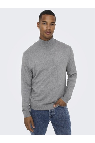 Only & Sons Erkek Mevsimlik Boğazlı Kazak - 22020879 Gri
