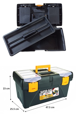 Takım Çantası Alet Kutusu Kapaklı Mini Bölmeli Organizer Dayanıklı Plastik Malzeme 14'' 19 İnç