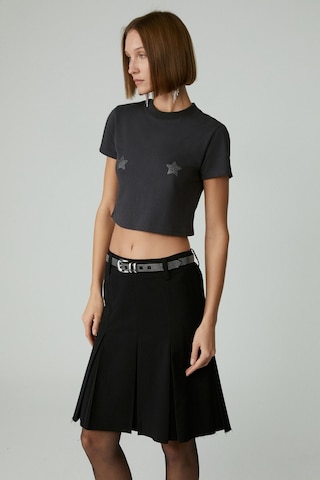 Grımelange Lavıva Kadın Kısa Fermuar Detaylı Siyah Etek Siyah