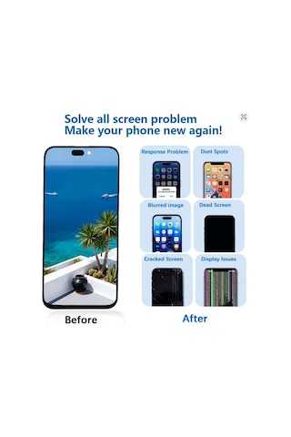Apple iPhone Uyumlu 15 Pro A Kalite Ön Lcd Ekran Dokunmatik Sıvı Bandı Kırılmaz Tamir Seti Set