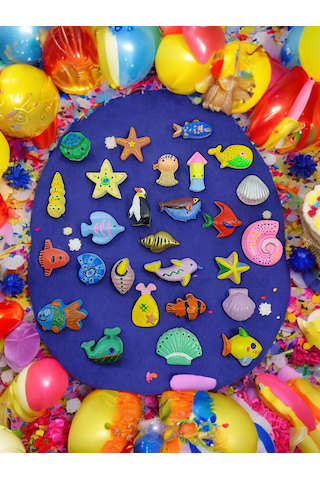 Taş Boyama Anne-çocuk Etkinliği, 30 Parça Sevimli Deniz Canlıları