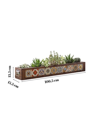 Halohope El Yapımı 10 Meksika Çinili Dekoratif Modern Ahşap Dikdörtgen Kaliteli Bahçe Balkon Saksı Saksılık