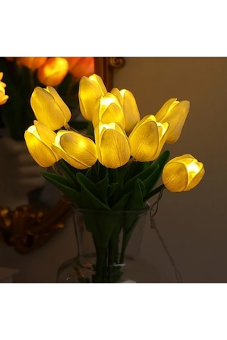 Fastbuy Pil Güçlü Lale Işık Ampulleri Beyaz Pembe 10 Adet Canlı Sarı Turuncu Ev Dekorasyon Hediye Sepeti Çiçek Tasarımı Beyaz - Pembe