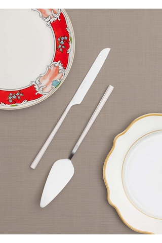 The Mia Bianco Pasta Servis Takımı Gümüş 2 Parça Ckb0249 Gümüş