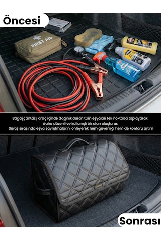 Araç Bagaj Düzenleyici Organizer Deri Kaymaz Cırt Bantlı Geniş Hacimli Çanta,su Geçirmez A6