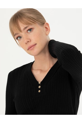 Pierre Cardin Kadın Siyah Triko Kazak 50276214-vr046 Siyah