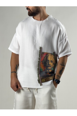 Cocopelli Portre Buldan Bej Erkek T-shirt Coc3265