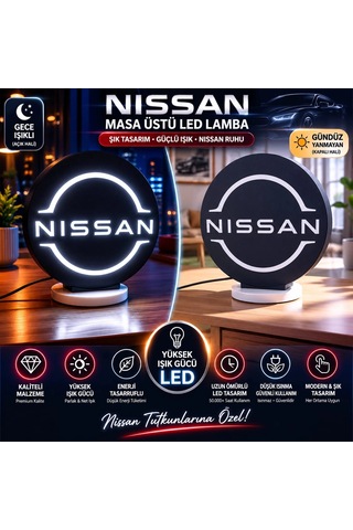Nissan Masa Lambası , Nissan Logolu Led Işıklı Masa Lambası , Nissan Gündüz Gece Masa Lambası Siyah