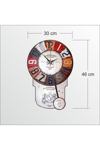 M3 Decorium Dart Desenli Görünümlü Büyük Sarkaçlı Duvar Saati 46 CM