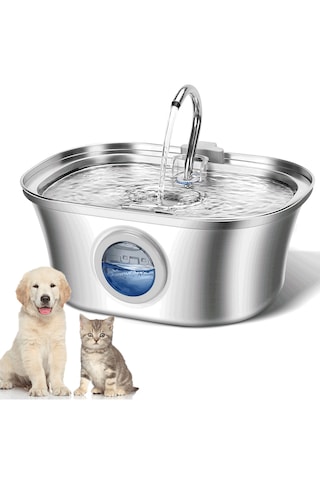 Ecronicword Paslanmaz Çelik Evcil Hayvan İçme Çeşmesi Kedi Köpek 3.2l W10