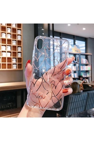 Telefon Kılıfı Şeffaf Sevimli Kız Kadın Lüks Kalp Şeffaf İnce İnce Silikon Tampon Sert Arka Koruyucu Telefon Kılıfı İphone Uyumlu 13 Pro Max İçin