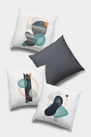 Antrasit Modern Çift Taraflı 4'lü Set Kırlent Kılıfı 4kr051n11