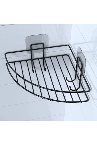 Buffer Yapışkanlı Banyo Köşeliği Kancalı Köşe Rafı Duş Şampuanlık Duvar Düzenleyici Organizer Raf Sarı