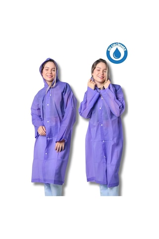 Kadın Erkek Yağmurluk Kapüşonlu Çıtçıtlı Eva Mor Yağmurluk Bymmrc881r09 Mor