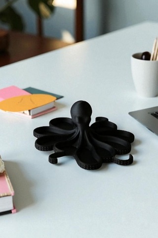 Oxyteez Ahtapot Tasarımlı Dekoratif Stand Siyah Renk Reçine Tasarım Ev Ve Ofis Dekorasyonu