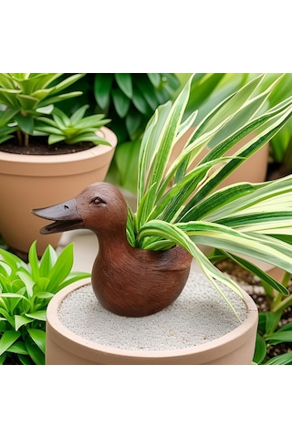 Suntek Magideal Ördek Heykeli Saksı Balkon Bitki Tutucu